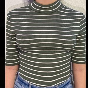 striped green shirt
